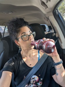 The author drinking a Pom